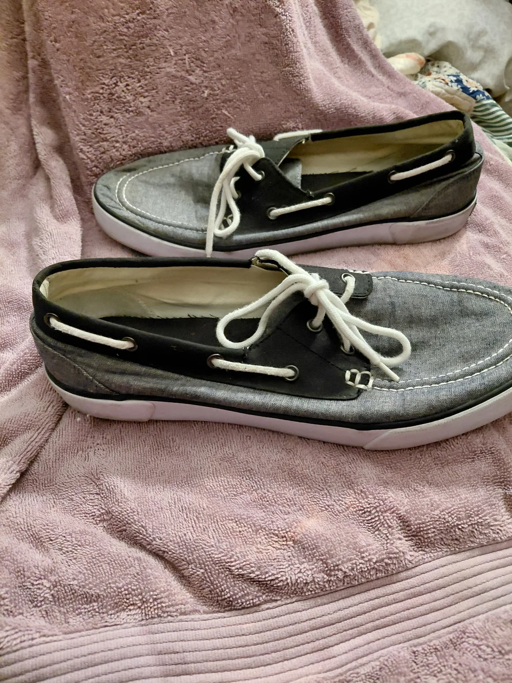 Polo by Ralph Lauren Grey and Black Canvas Boat Shoes